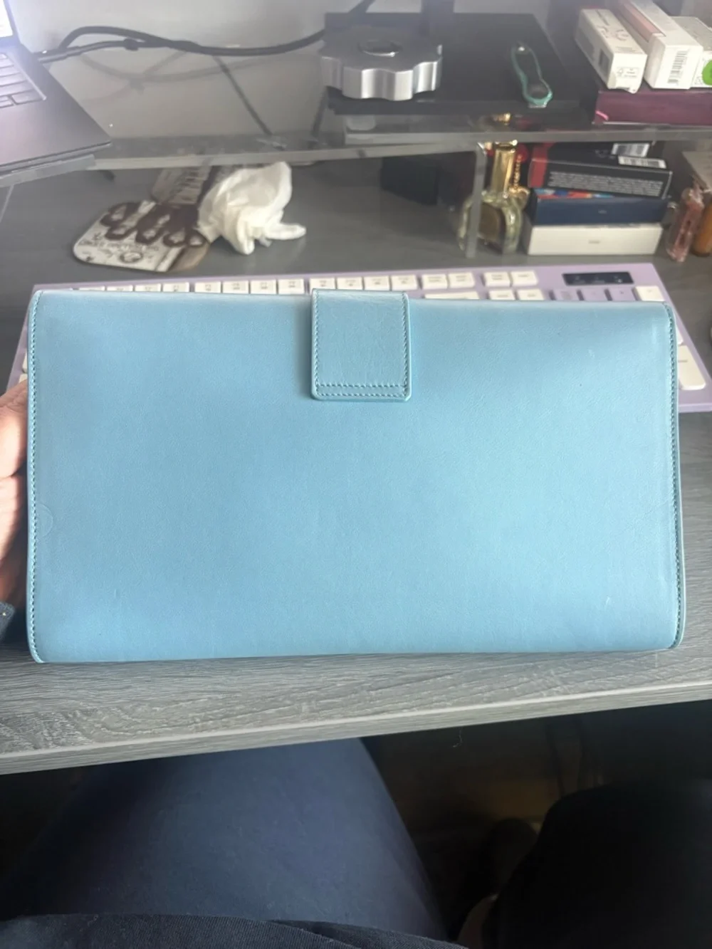 Saint Laurent YSL Classic Y Ligne Clutch Light Blue - Picture 2 of 13